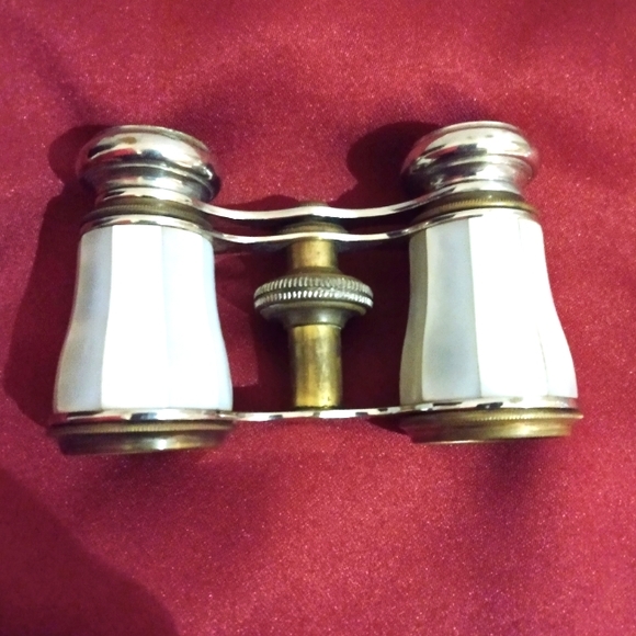 Vintage French Mother Of Pearl And Brass Theater & Opera Glasses